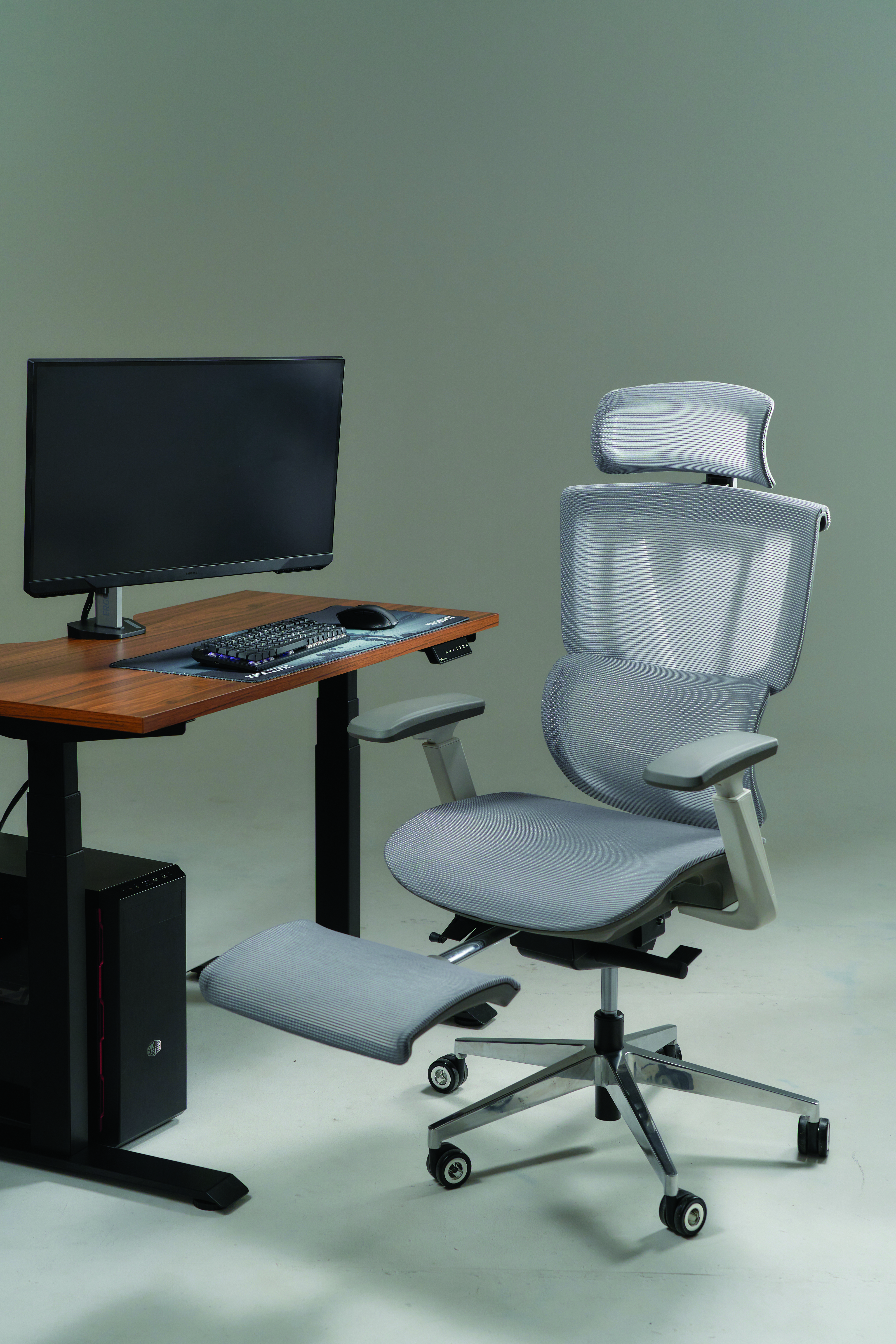 เก้าอี้ทำงาน เก้าอี้สุขภาพ ERGONOZ EGN-ERECTOR-G-1 สีเทา มีที่พักเท้า (ERECTOR ACTIVE LUMBAR ERGONOMIC CHAIR)_9